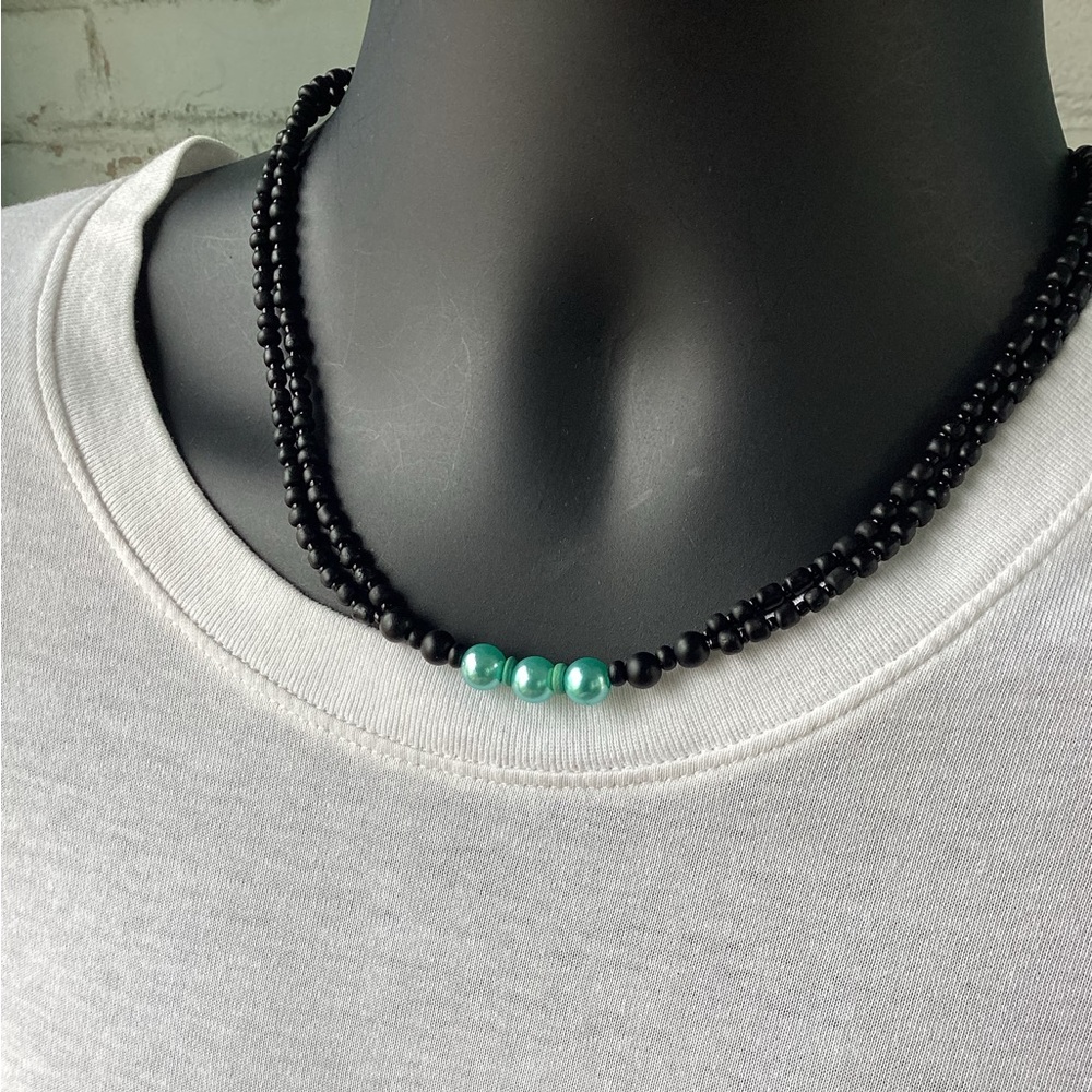 Men’s Double Seed Bead Pearl Necklace